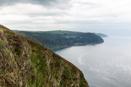 View from Countisbury Hill of Lynton and Lynmouth in Devon