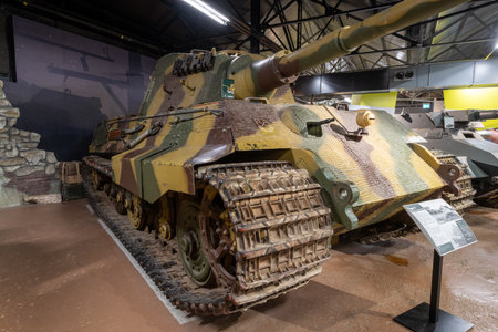 Bovington.Dorset.United Kingdom.August 8th 2023.A Tiger 2 tank from world war two is on show at The Tank Museum in Dorsetのeditorial素材