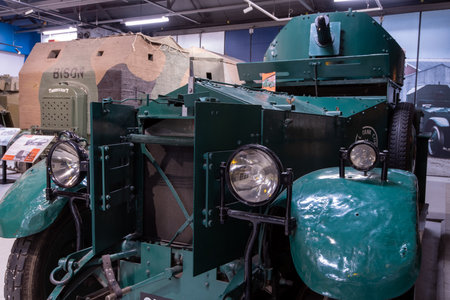 Bovington.Dorset.United Kingdom.February 25th 2024.A Rolls Royce armoured car from 1920  is on show at the Tank Museum in Dorsetのeditorial素材