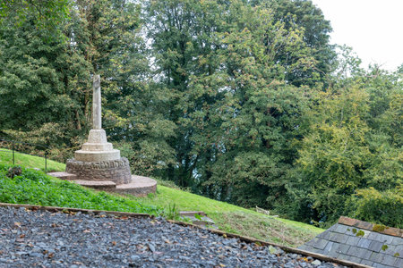 Clovelly.Devon.United Kingdom.September 28th 2024.Photo of the Mount Pleasant war memorial at Clovelly village on the north Devon coastの写真素材