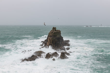 View from Lands End in Cornwall of the English Channelの写真素材