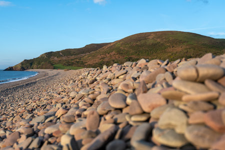 Landscape photo of Bossington beach in Exmoor National Parkの写真素材