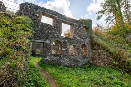 The old abandoned winding house once used by the Brendon hills iron ore company in Exmoor National...
