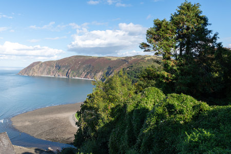Landscape photo of Lynmouth on the north Devon coast in Exmoor National Parkの写真素材
