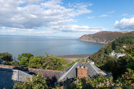 Landscape photo of Lynmouth on the north Devon coast in Exmoor National Parkの写真素材