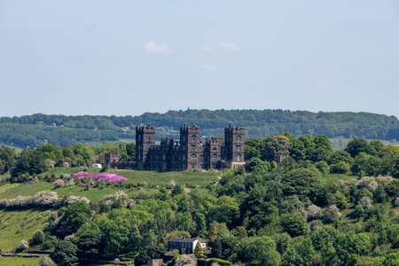 View from the Heights of Abraham of the town of Matlcok Bath in Derbyshireの写真素材