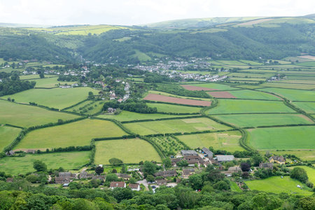 View from Bossington hill of Allerford and Porlock in Exmoor National Park