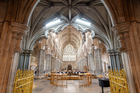 Exeter.Devon.United Kingdom.February 21st 2026.Photo of the nave at Exeter cathedral looking towards the west windowのeditorial素材