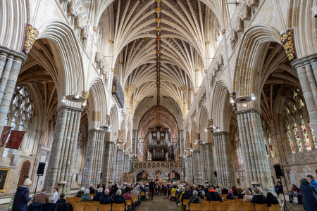 Exeter.Devon.United Kingdom.February 21st 2026.Photo of the nave in Exeter cathedral looking east towards the organのeditorial素材