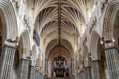 Exeter.Devon.United Kingdom.February 21st 2026.Photo of the organ in the nave of Exeter cathedralのeditorial素材