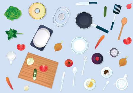 Kitchen table top viewed - Illustrationのイラスト素材