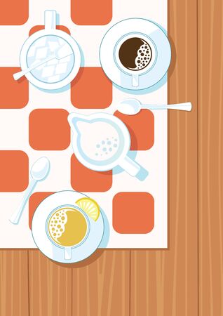 Coffee and tea, tablewareのイラスト素材