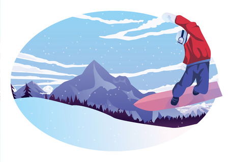 Winter sport, snowboarding - vector illustrationのイラスト素材