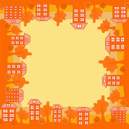 unusual background simple rectangular autumn urban landscapeのイラスト素材