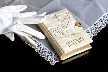 book and first communion glovesのeditorial素材