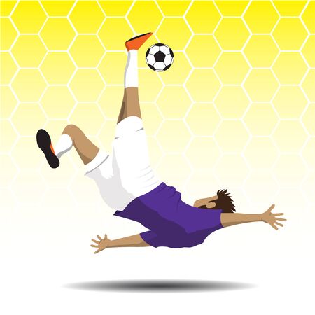 football player attemp to overhead kickのイラスト素材