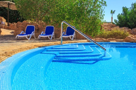 Landscape with nobody swimming pool at luxury hotel in the Egypt.の写真素材
