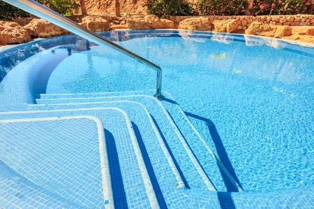 Landscape with nobody swimming pool at luxury hotel in the Egypt.の写真素材