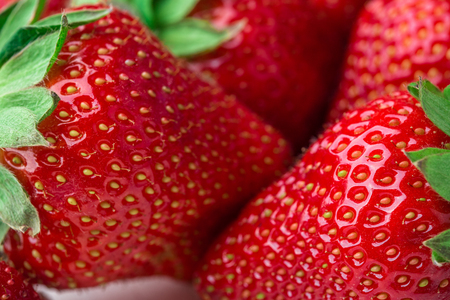 Red Strawberry, red close up strawberries with selective focus on a strawberry with many strawberries in the background for food or fruit close up background or strawberry texture.の写真素材