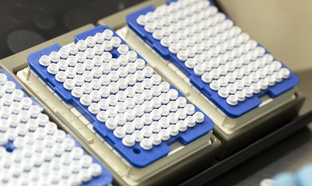 A set of glass tubes for samples. Laboratory chemical equipment. Analyzes.の写真素材