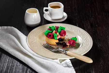 Delicious cupcake with berries on table close upの写真素材