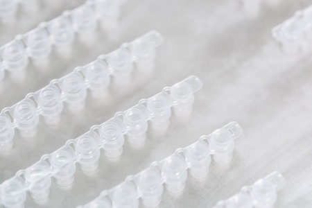 A set of glass tubes for samples. Laboratory chemical equipment. Analyzes DNAの写真素材