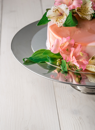 Cake decorated with flowersの写真素材