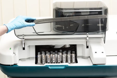 A chemical sample bottle. Centrifuge. A test tube vial sets for analysis.の写真素材