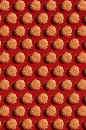 Close Up to Burgers, High Calorie Junk Food, Backgroundの写真素材