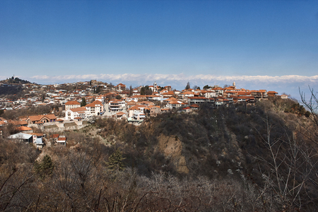 View of Tbilisi, capital of Georgia country, Tbilisi TV tower on Mount Mtatsmindaの写真素材