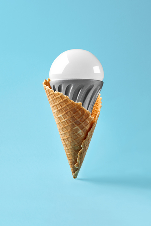 Led lamp in ice cream cone, innovation conceptの写真素材