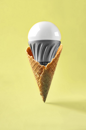 Led lamp in ice cream cone, innovation conceptの写真素材