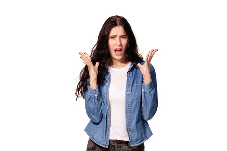 Portrait of a perturbed woman with long hair