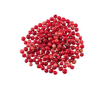 Handful of a red peppercorns isolated on white background with copy space for text or images. Spices...