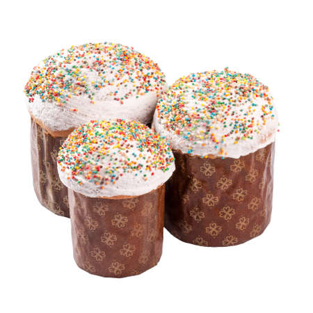 Easter cakes with whipped egg whites and colorful sprinkles in paper molds