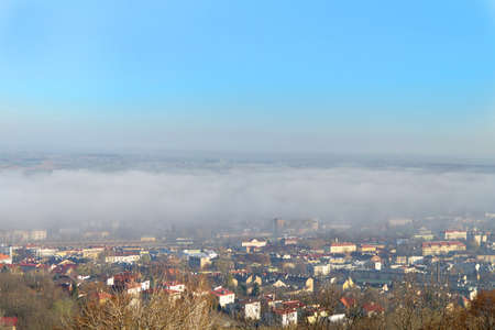 town in the fogの写真素材