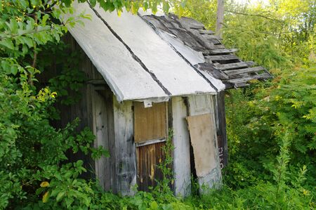 old ruined abandoned hut in a scrubの写真素材