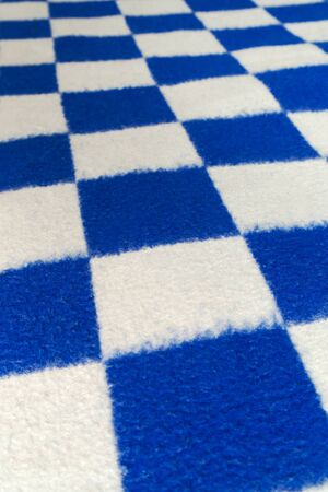 perspective view of the blue and white plaid