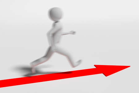 running man on the red arrow with a motion blur effect, 3d renderingの写真素材