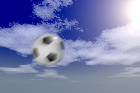 soccer ball against the sky with the motion blur effect, 3d renderingの写真素材