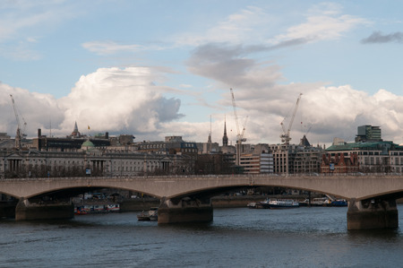 View over the river Thames to city of Londonの写真素材