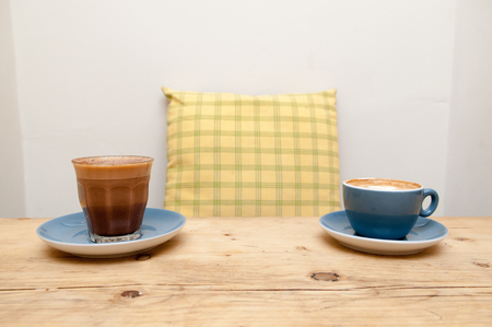 Two cups of coffee on the cafe tableの写真素材