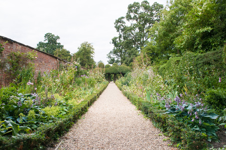 Pathway through a Formal garden flower bedの写真素材