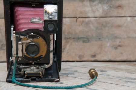 Retro vintage style camera with old fashioned shutter