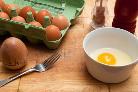 Raw egg food ingredients for cookingの写真素材
