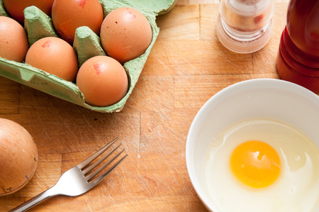 Raw egg food ingredients for cookingの写真素材