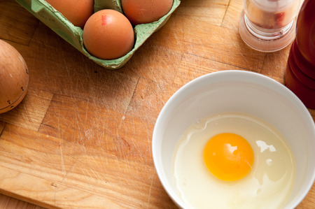 Raw egg food ingredients for cookingの写真素材