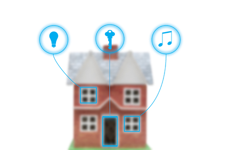 smart house concept with icons for remote control by smart phoneの写真素材