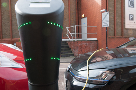 electric car charging to refuelの写真素材