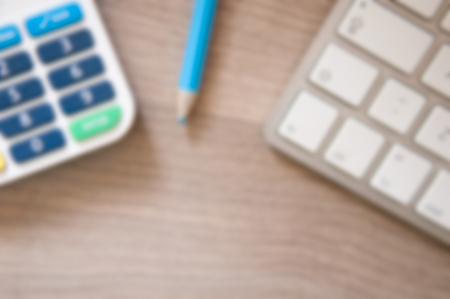 Financial or mortgage calculator from overheadの写真素材